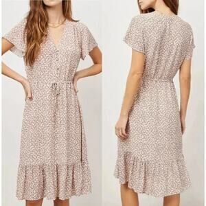 Rails Kiki Floral Knee Length Tie Waist Button Front Dress Sz Small Garden Party